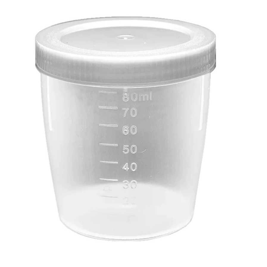 50 Frasco Coletor Universal 80 Ml Pote Não Estéril Com Pá