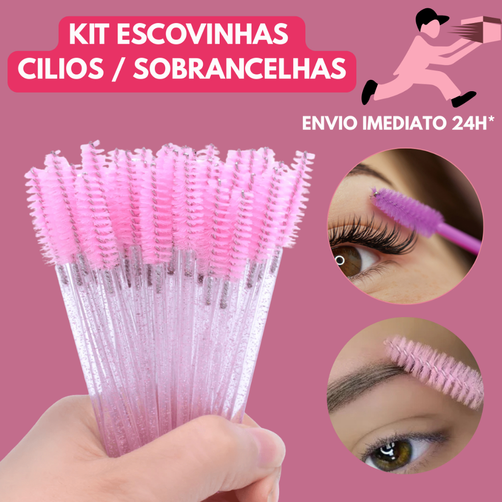 Kit 50 Escovinha De Cílios De Sobrancelhas Para Alongamento Extensão de Cilios Design de Sobrancelha em Oferta na Shopee