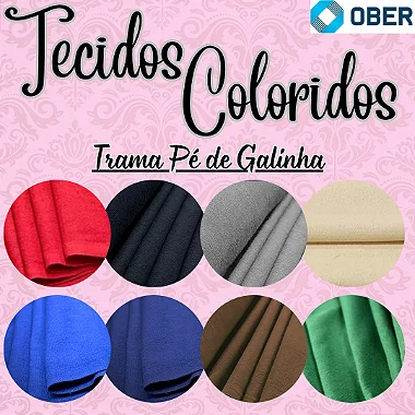 Tecido Colorido Liso Pé de Galinha Ober 05 metros