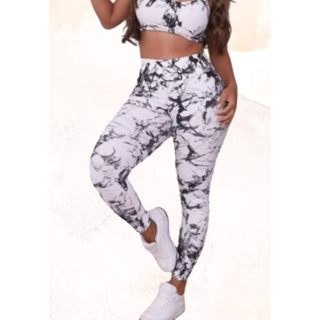 Legging Marmorizada Cintura Alta | Estampada | Fitness e Casual em Oferta na Shopee