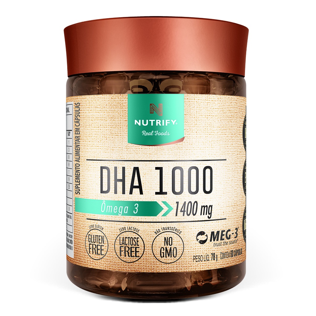 Nutrify - DHA 1000 - Suplemento de Ácidos Graxos Ômega 3 - Saúde Cardiovascular e Cerebral - 60 Caps em Oferta na Shopee