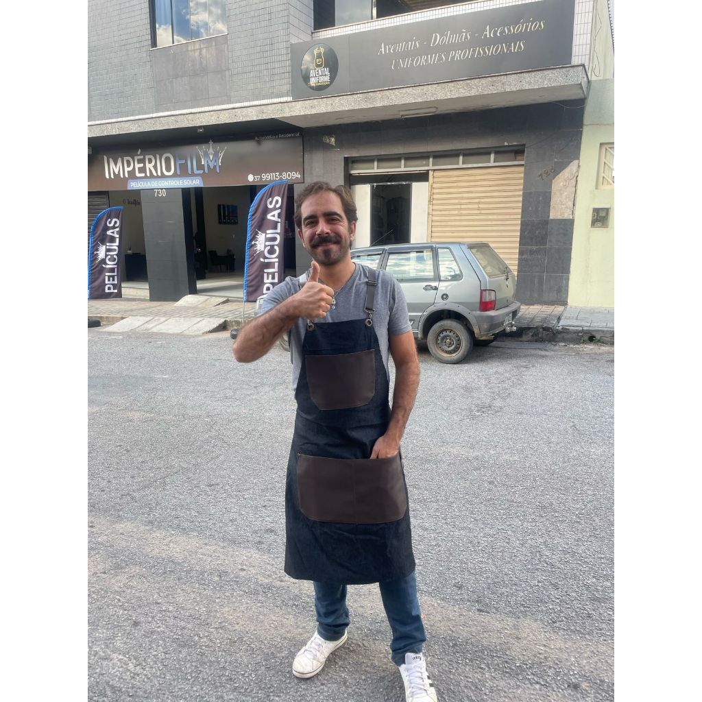 Avental Jeans com Couro: Onde Comprar | BuscaProdutos