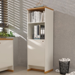 Livreiro Armário Alto Multiuso 48cm 3 Prateleiras 1 Porta Lateral MDP 25mm Berlin em Oferta na Shopee