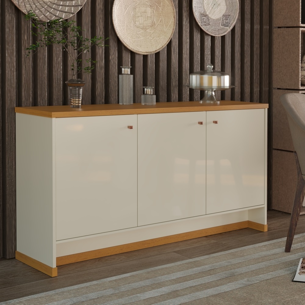 Aparador Buffet 3 Portas Sala de Jantar Berlin - ViaNossa em Oferta na Shopee