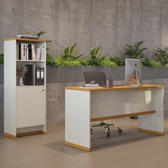 Conjunto Escritório Mesa e Armário Office Berlin - ViaNossa