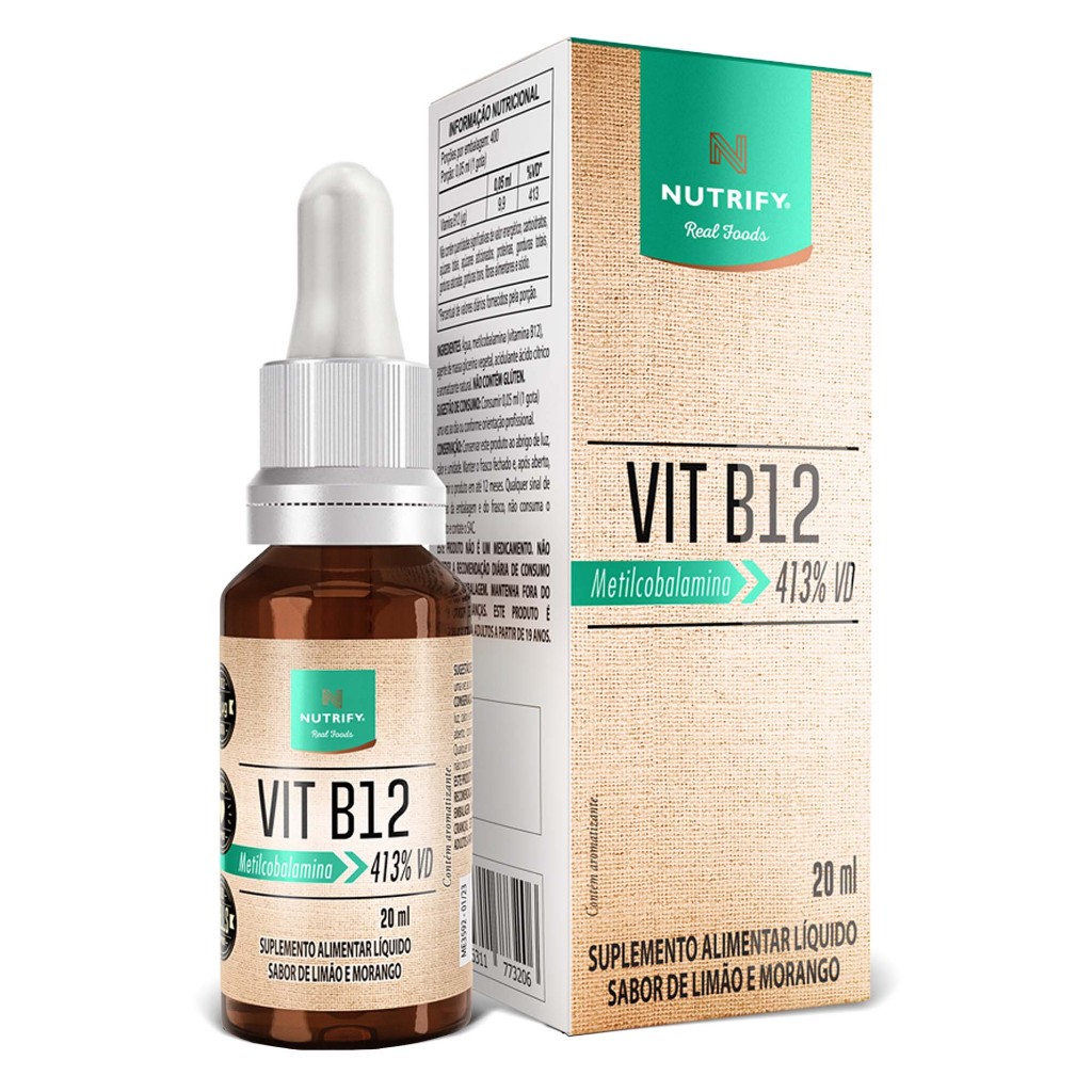 Nutrify Vitamina B12 Gotas – Limão e Morango – Alta Concentração – Ideal para Vegetarianos em Oferta na Shopee