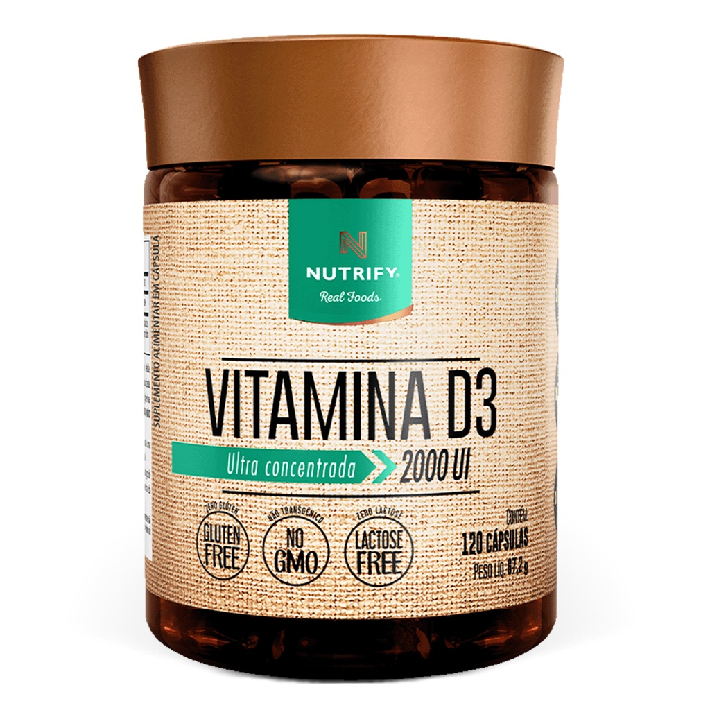 Nutrify - Vitamina D3 2.000 UI - Para Músculos e Imunidade - 120 Cápsulas - Sabor Neutro em Oferta na Shopee