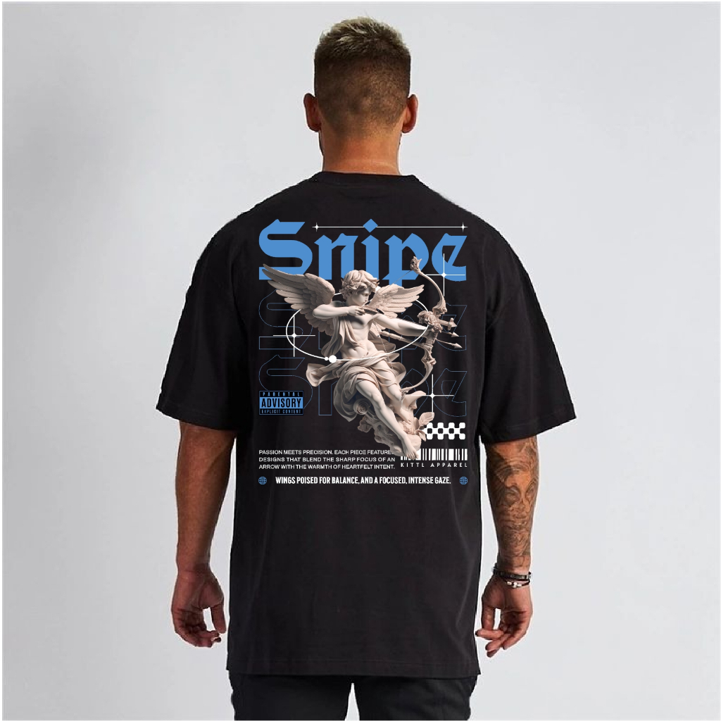 Camiseta Masculina Casual Algodão Adulto, Infantil e Plus Size Anjo Sniper