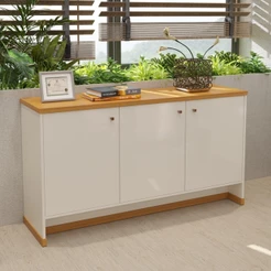 Aparador Balcão Buffet 3 Portas Tampo MDP 25mm Largura 136cm Prateleiras internas Berlin