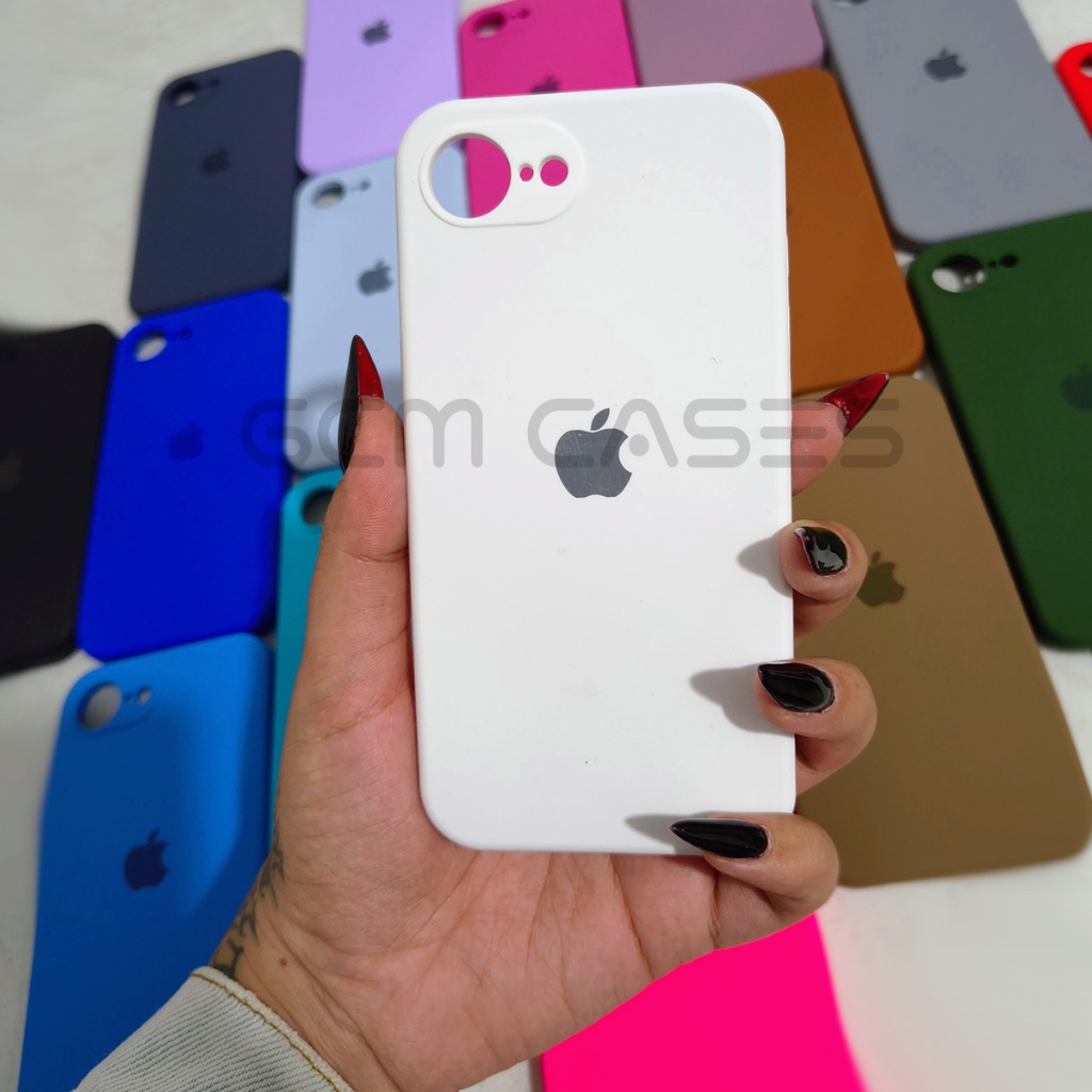 (Lançamento) Capa iPhone 16e Proteção Câmera Silicone Aveludado com Proteção de Câmera Ou Cover