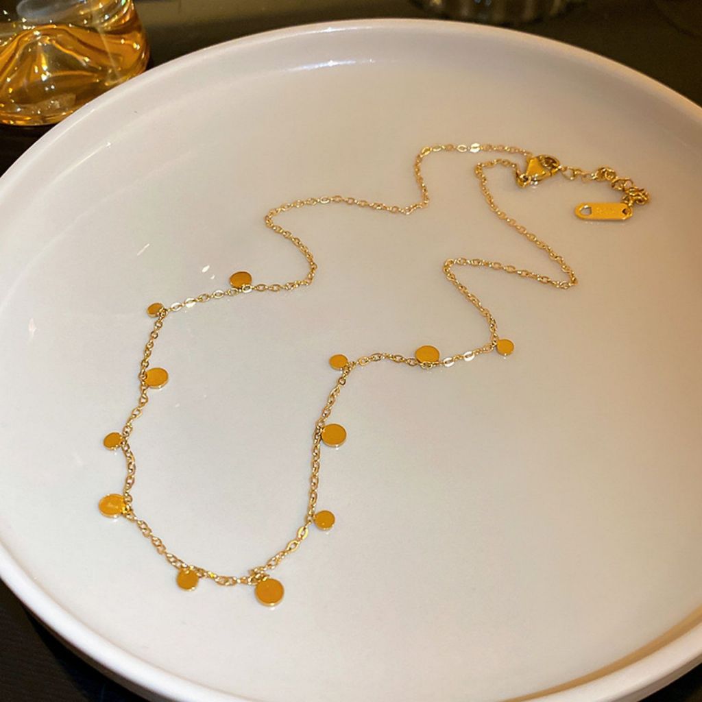 chocker textura vento frio nicho colar disco pequeno colar clavícula clavícula cadeia titânio aço meninas joias versátei