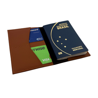 Capa para Passaporte em Couro Sintético Premium Caramelo em Oferta na Shopee