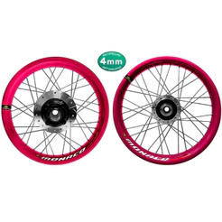 Par Roda Aro Alumínio Monaco Pink Fan 125 - 09/18 Cubo Disco ou Tambor Raios Cromados 4mm