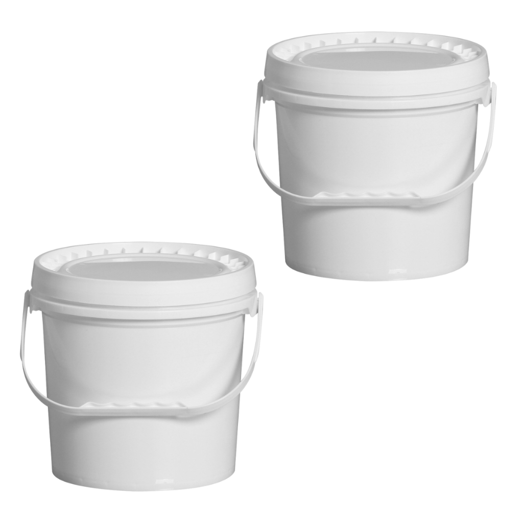 2 Balde Especial Branco com tampa 3,6 Litros Plasnew Cozinha Lavanderia Comércio