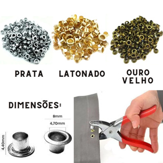 Ilhós com Arruela 54 (100 unidades de Ilhós + 100 unidades de arruelas) -NÃO ACOMPANHA ALICATE em Oferta na Shopee