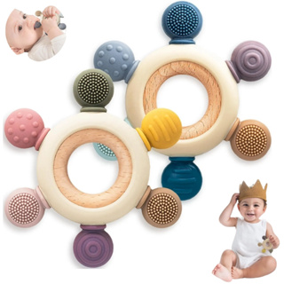 Mordedor Bebê Sensorial Silicone Gengiva Macio Madeira Luxo em Oferta na Shopee