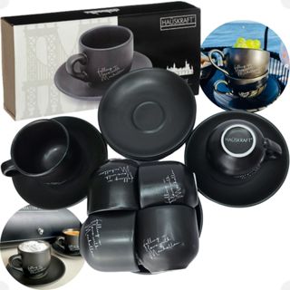Jogo de Xícaras Em Porcelana Preta de 90ml Café Coleção Folling In Love With Manhattan da Hauskraft. em Oferta na Shopee