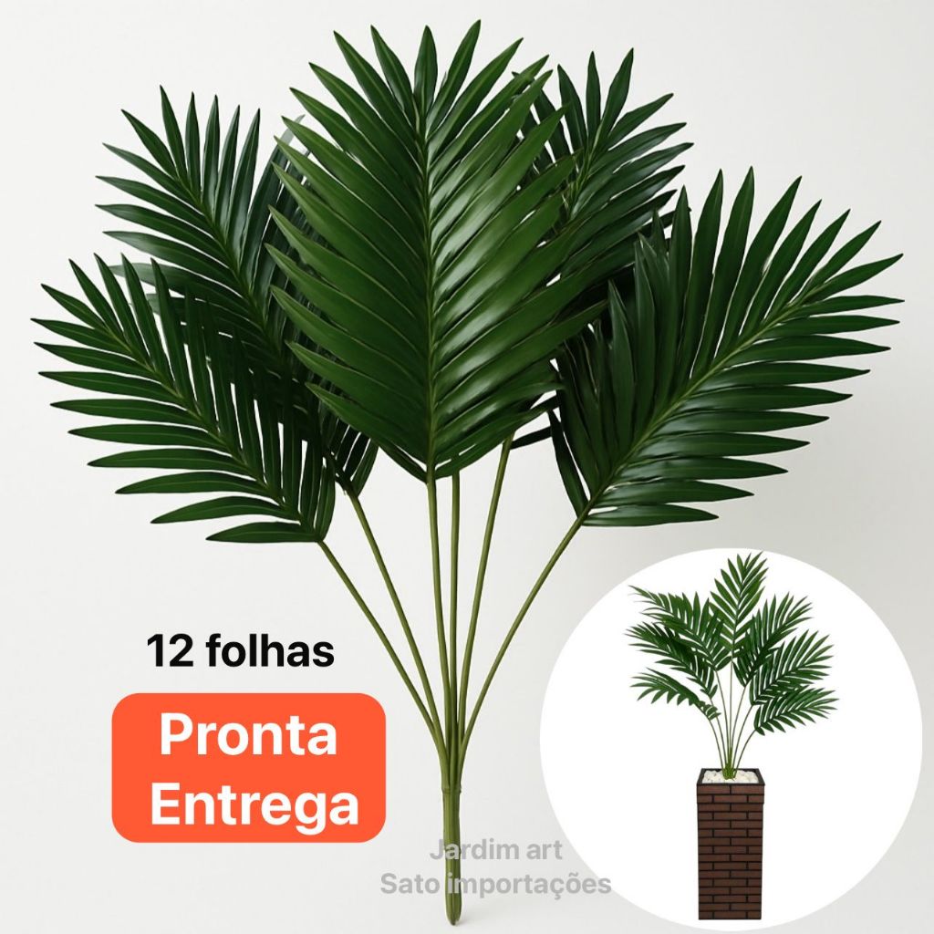 Buquê de Palmeira Artificial 70cm 12 Folhas Verde Cod505 em Oferta na Shopee