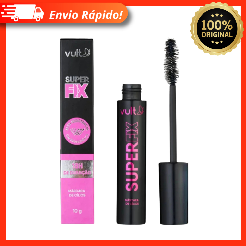 Máscara De Cílios Super Fix Preto 10g Vult - Cílios Alongados Volumosos e Definidos