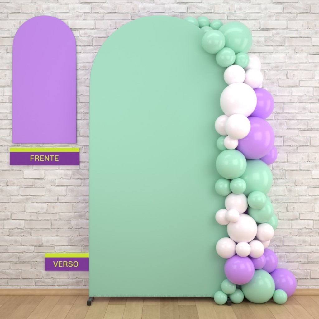 Capa Painel Romano Dupla Face 2x1m Arco Duas Cores Decoração Festa Aniversário Cores Lisas Veste Fácil Sublimado · foto 2