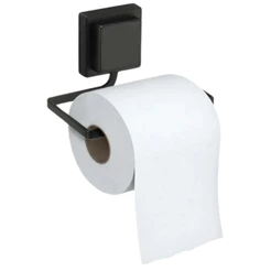 Suporte Porta Papel Higiénico Papeleira Parede Fixação Sem Furos Dupla Face 3M Black Preto Arthi