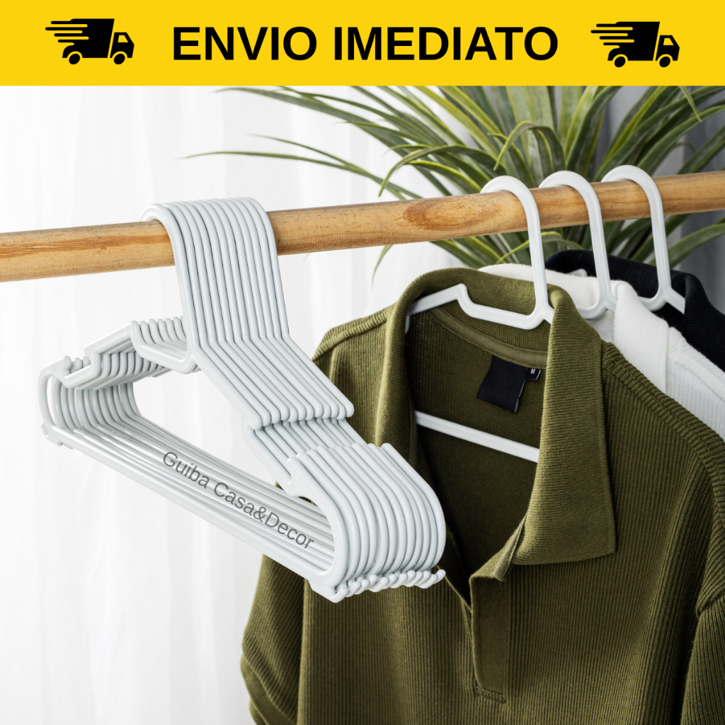 Kit 10 a 100 cabides para roupas Organizador de guarda Roupas closet  cabide resistente CABIDE BRANCO