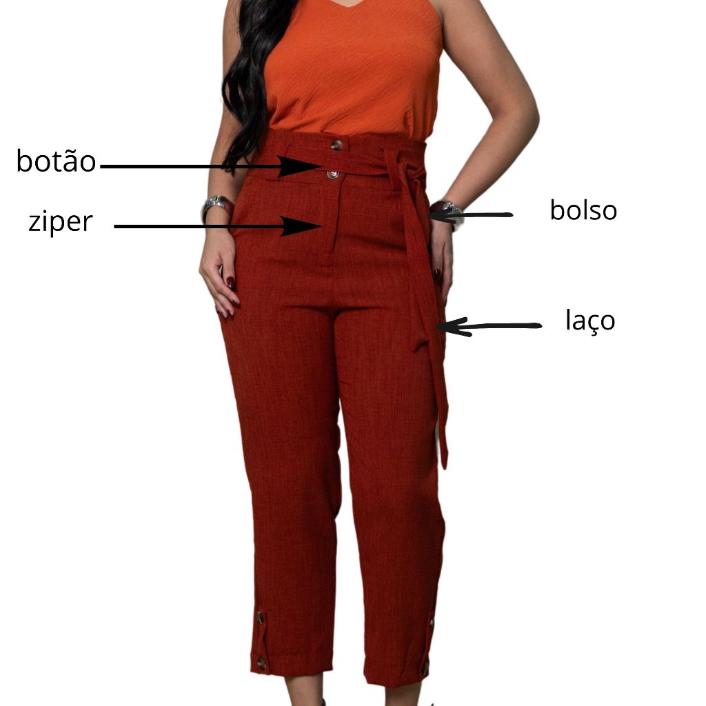 Calça Pantacourt Feminina com Cinto Social Elegante Confortável Cintura Alta Varias Cores Preto, Bege Moda Feminina Cas em Oferta na Shopee