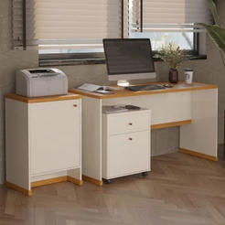 Conjunto Escritório Mesa Gaveteiro Balcão Berlin - ViaNossa
