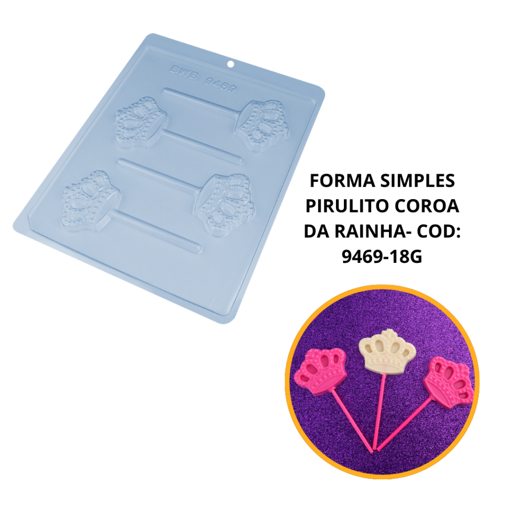 1~10 Forma Simples Pirulito Coroa da Rainha 9469 - (C8) em Acetato BWB Para Bombom e Doces de Chocolate. em Oferta na Shopee