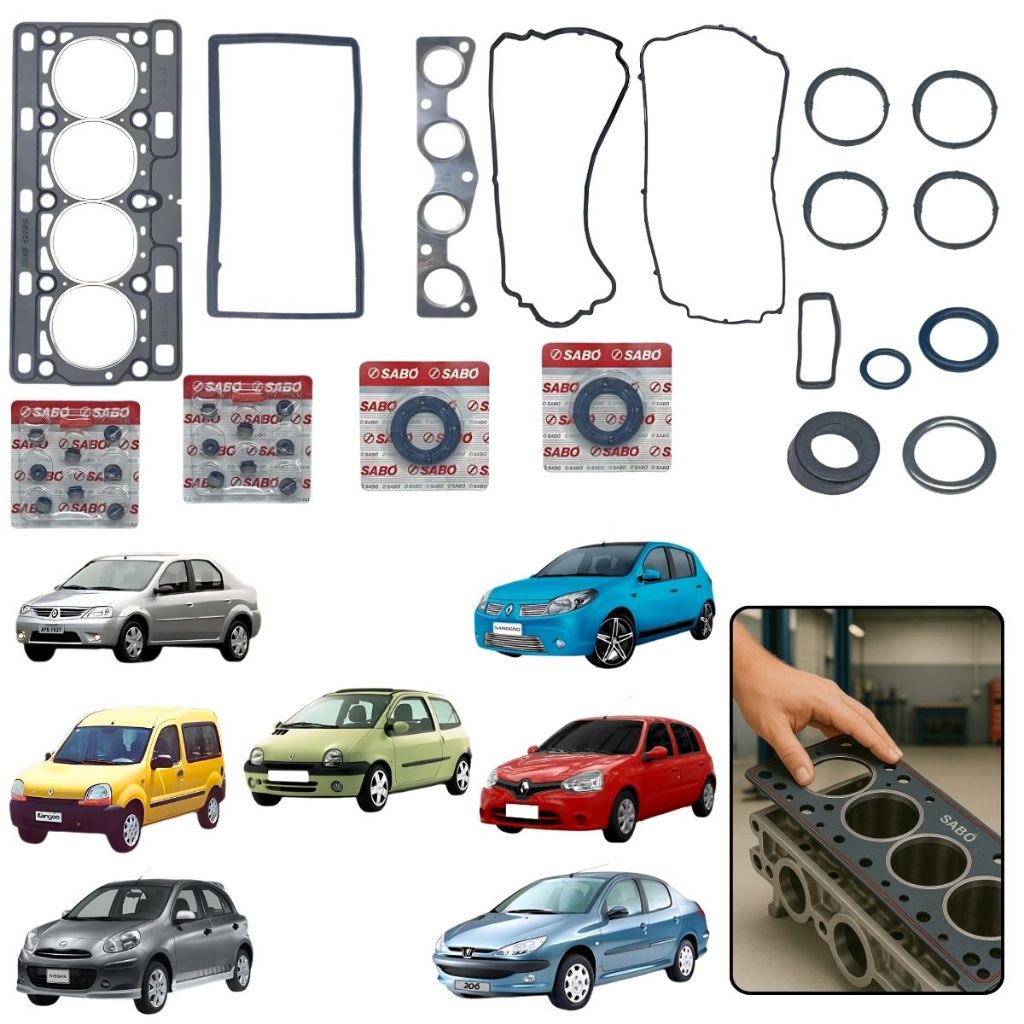 Kit Junta Cabeçote C/retentor Peugeot 206 1.0 16v 2001 A 2005 Sabo