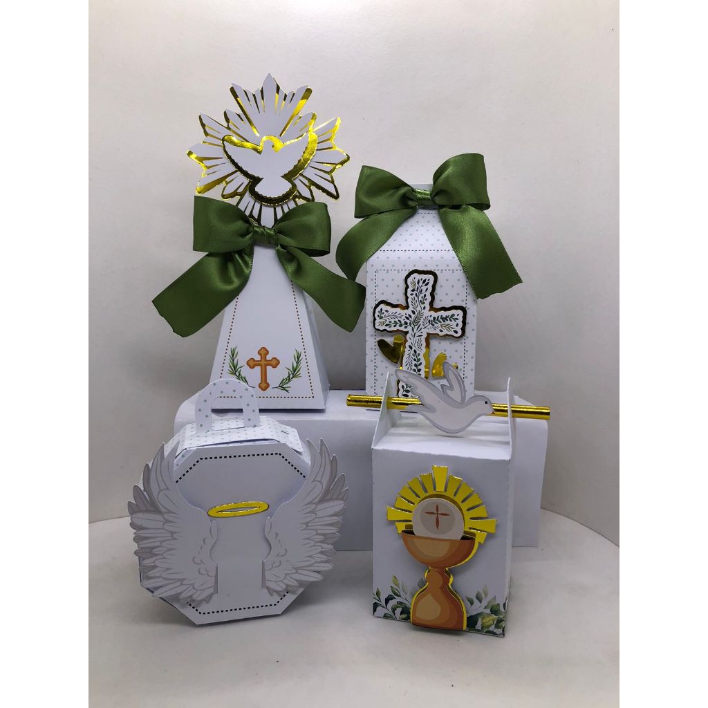 Kit Primeira Eucaristia Batizado Lembrancinha Personalizada Scrap Festa Caixas Envio em24h(Envie nome e idade pelo chat)