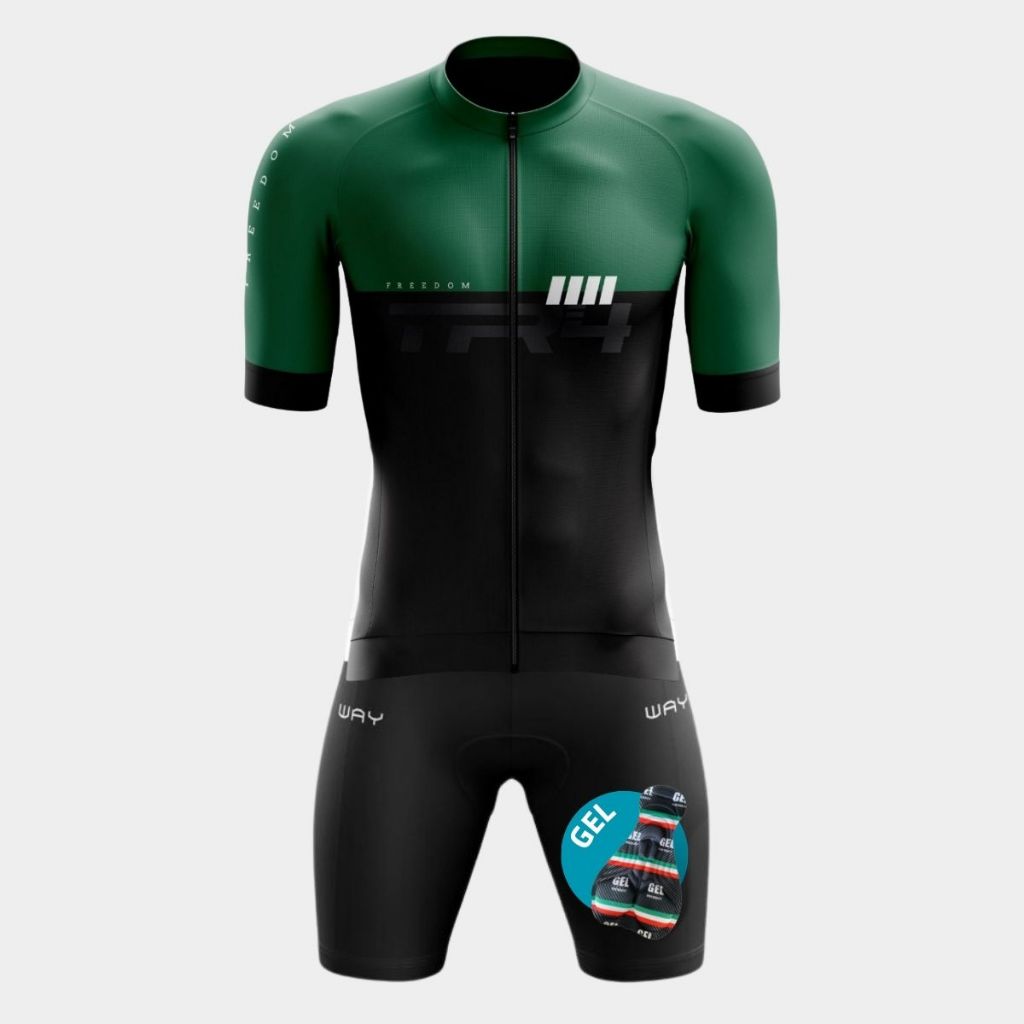 Conjunto Ciclismo Masculino Kit Camiseta Premium Pro UV Roupa Short Bermuda Gel Bike Pedalar Mtb