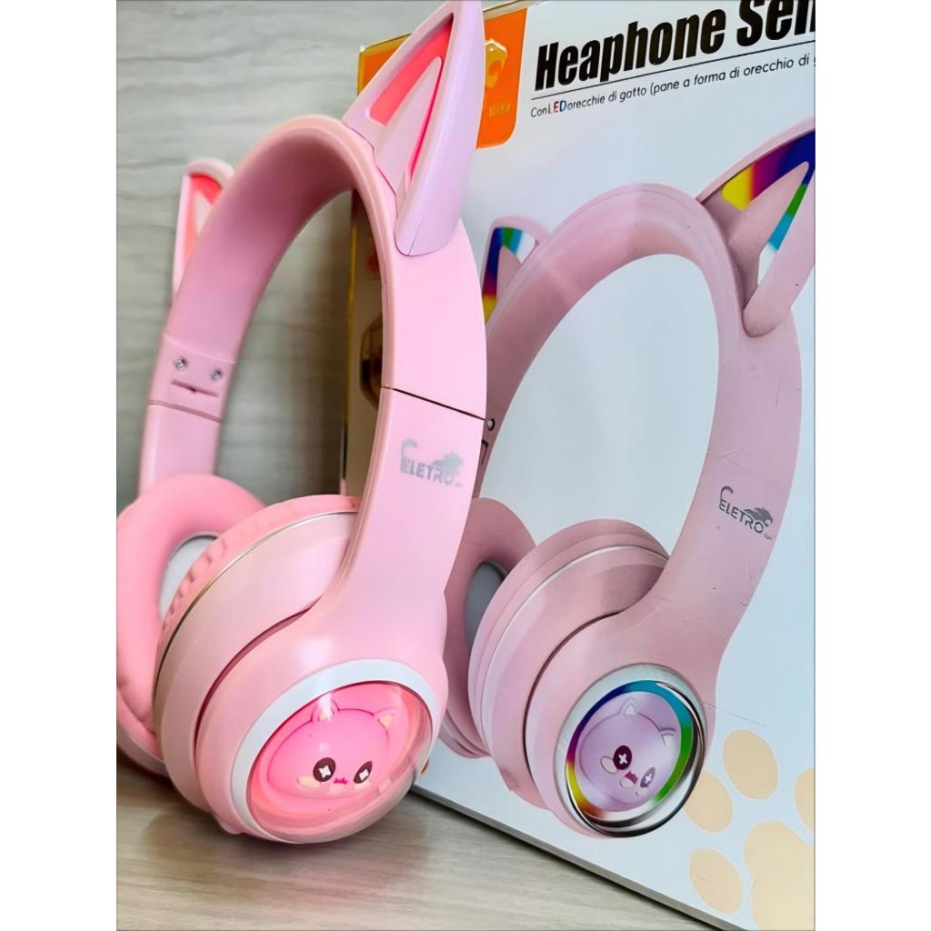 Fone De Ouvido Sem Fio Bluetooth Gatinho Com LED Eletromex EL-1506 em Oferta na Shopee