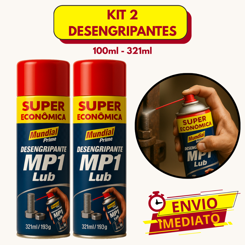 Kit 2 Desengripante Aerosol Lubrificante Spray Anticorrosivo Multiuso - 100ml | 321ml