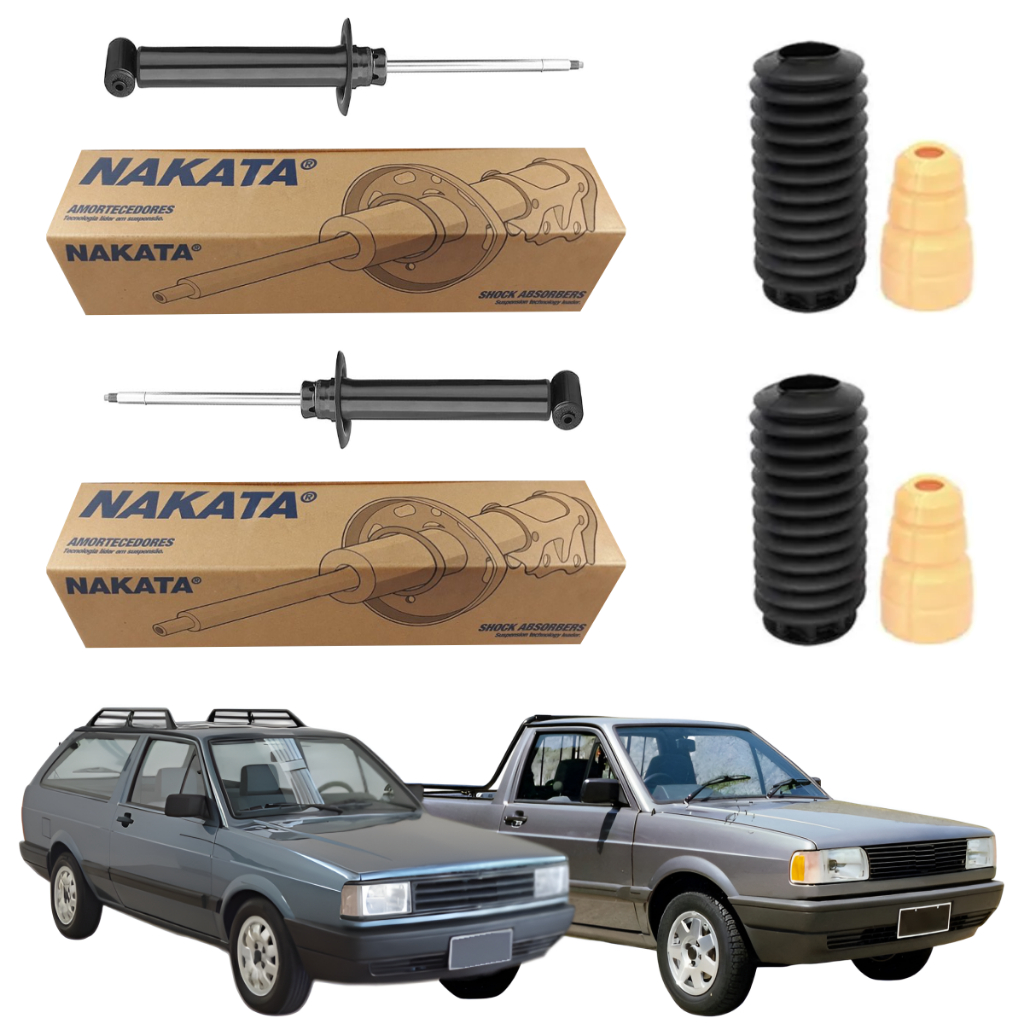 PAR AMORTECEDOR TRASEIRO PARATI E SAVEIRO QUADRADA DE 1984 A 1996 NAKATA + KIT