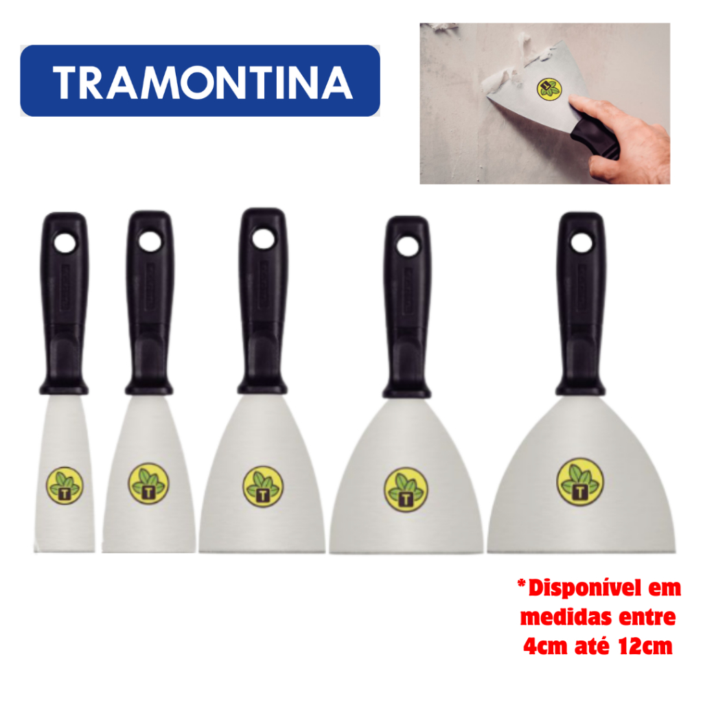 Espátula Flexível 4 até 12 cm Tramontina em Aço Carbono com Cabo de Polipropileno em Oferta na Shopee