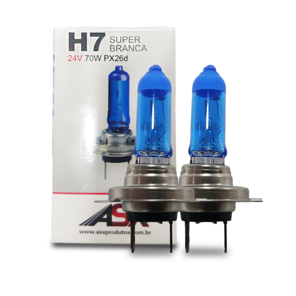 Par Lâmpada Automotiva Super Branca Halogêneo H7 70w 24v em Oferta na Shopee