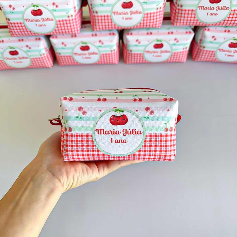 Kit Bolsinhas Necessaire Personalizada lembrancinhas aniversário Box P Tema Cerejinha