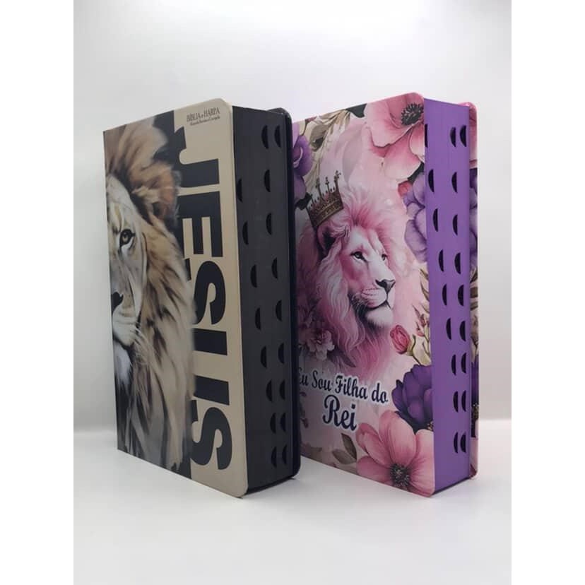 Kit 2 Bíblias  Sagrada Tamanho Grande Capa Dura Com Harpa Palavras de Jesus em Vermelho em Oferta na Shopee