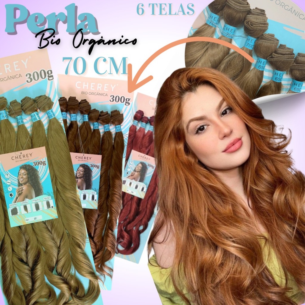 CHEREY PERLA, CABELO BIO ORGÂNICO ONDULADO - 70CM 300GR