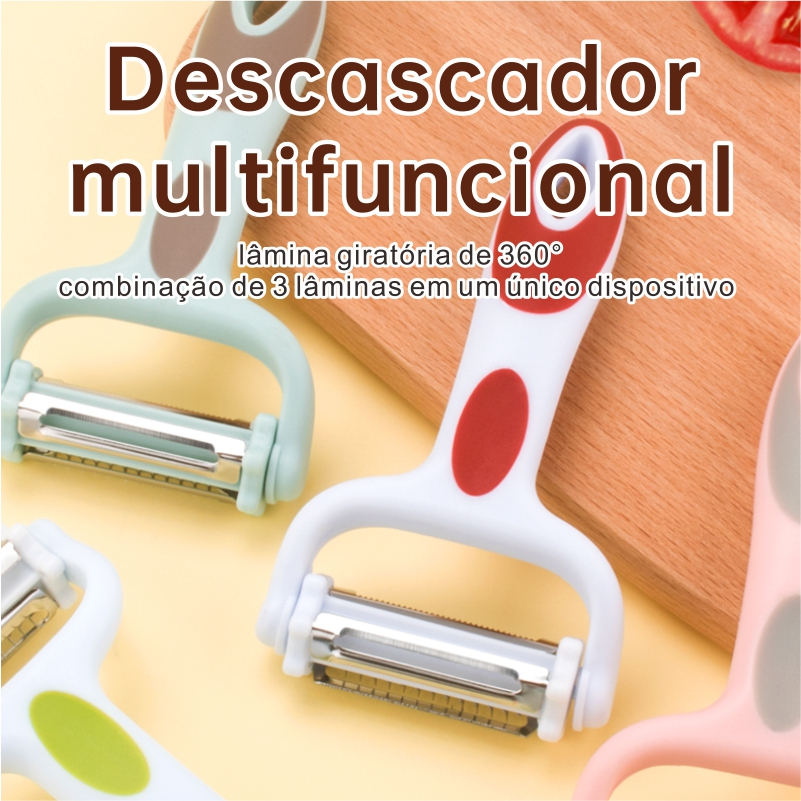 Descascador 3 em 1: Lâmina Giratória 360°, Antiderrapante e Rápido!
