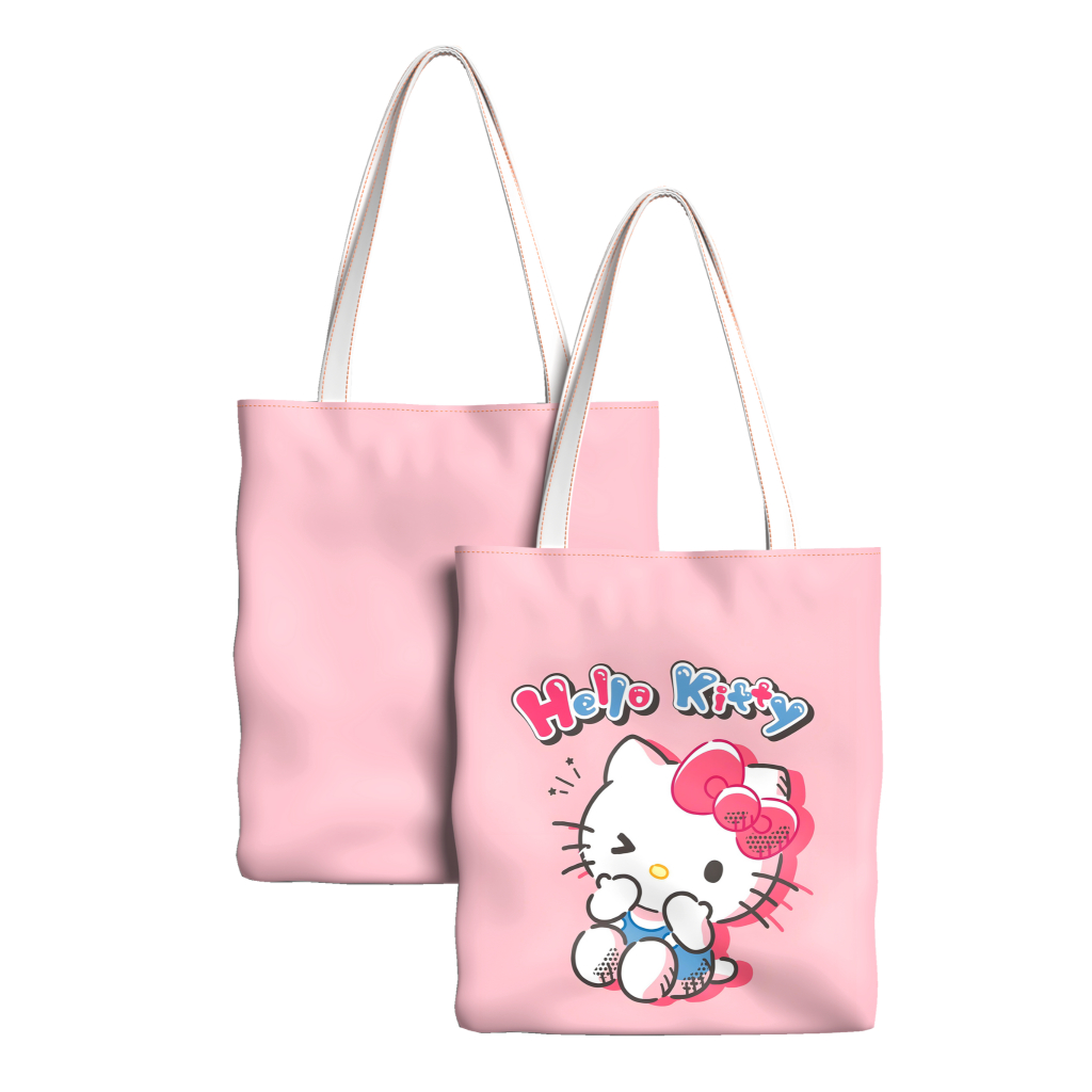 Ecobag Sanrio Personagens Hello Kit, Kuromi, My Melody, Badtz, Chococat, Cinnamoroll, Keroppi, Pompompurin 30x40cm