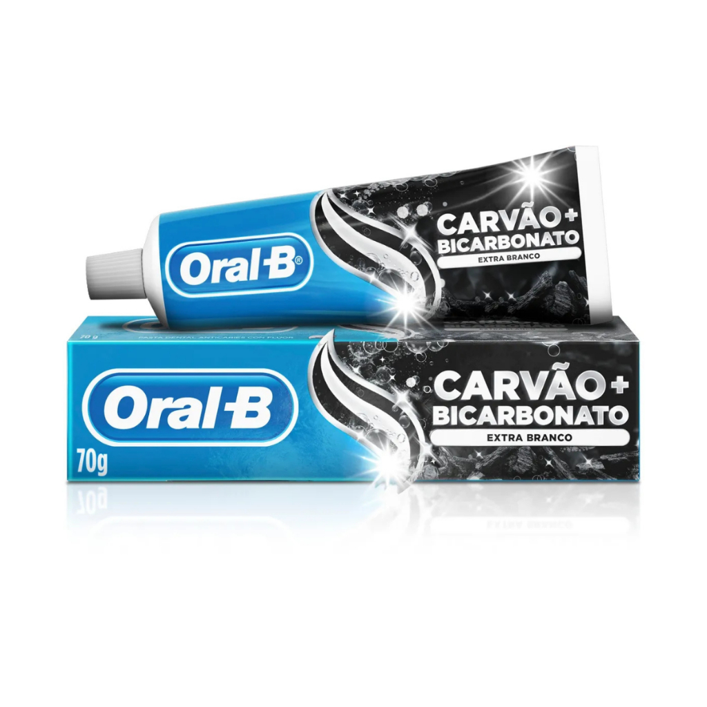 Creme Dental Oral-B Bicarbonato Carvão 70g em Oferta na Shopee