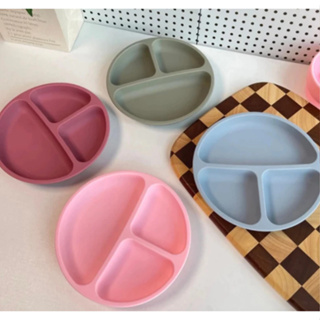 Prato Pratinho Infantil Silicone com Ventosa e Divisórias intodução alimentar Para Bebê Antiderrapantes em Oferta na Shopee