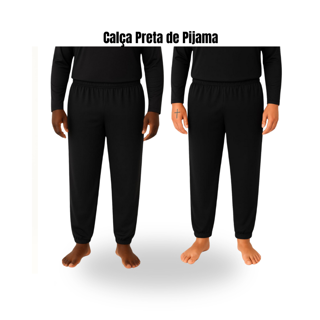 Calça Pijama Masculino Preta Comprido Presente Esposo Namorado Hospital pra Dormir Barato