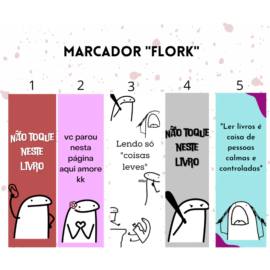 Kit 5 Marcadores De Páginas Plastificado Flork
