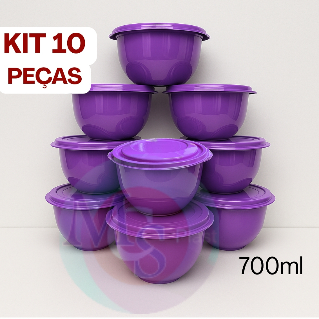 Kit 10 Potes de Plástico 700ml Livre BPA Organizador de Alimentos Sua Cozinha!