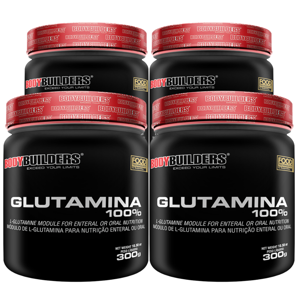 Kit 4x Glutamina 100% 300g - Para o Fortalecimento do Sistema Imunológico - Bodybuilders - Health
