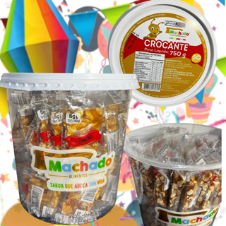 Pé de moleque crocante Machado 15g pote com 50 unidades em Oferta na Shopee