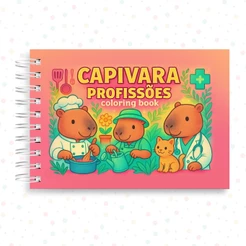 Livro de Colorir Capivara Profissões 31 Folhas 180g Capa Dura Papel Premium A5 Capi